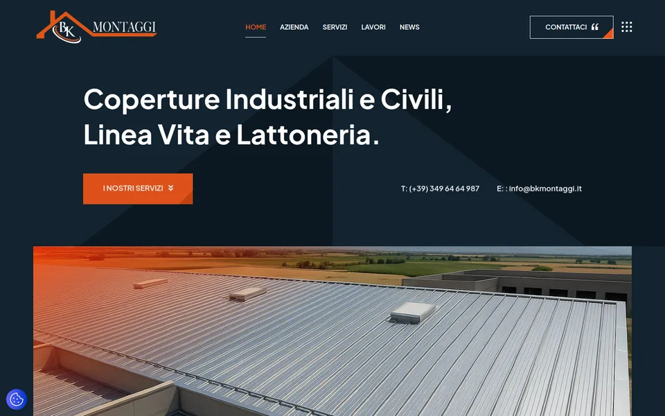 Anteprima del sito BK Montaggi, montaggi professionali di coperture industriali e civili a Grosseto realizzato da Virally