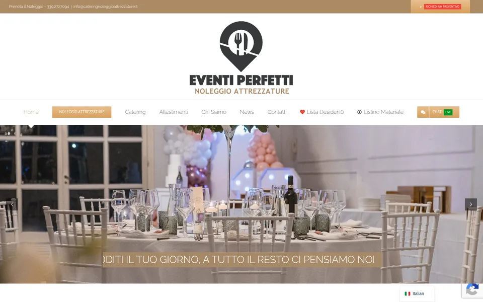 Anteprima del sito Catering Noleggio Attrezzature, noleggio attrezzature per eventi a Grosseto realizzato da Virally