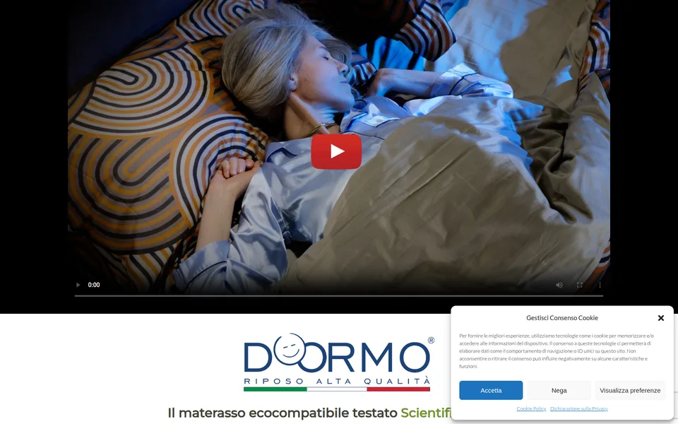 Anteprima del sito Doormo, materassi testati scientificamente realizzato da Virally