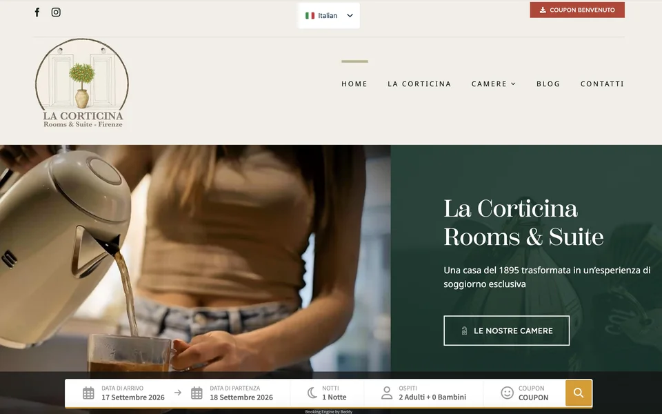 Anteprima del sito La Corticina Rooms & Suite, affittacamere a Firenze realizzato da Virally