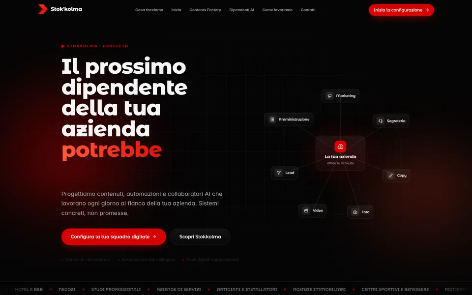 Anteprima del sito Stokkolma, automazioni e collaboratori AI per aziende locali realizzato da Virally