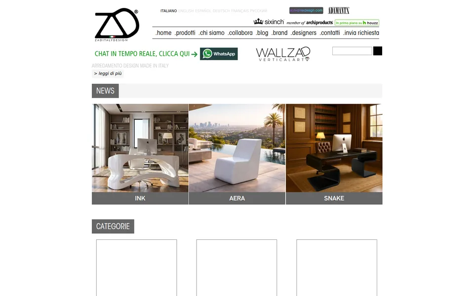 Anteprima del sito ZAD Italy, arredamento di design made in Italy realizzato da Virally
